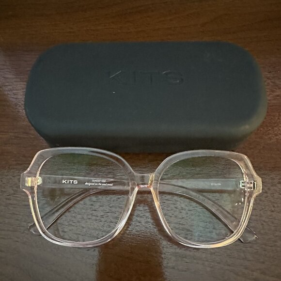Kits Sunday Crystal Pink Standard Readers +0.75 Blue Light Blocking Glasses - Picture 2 of 4